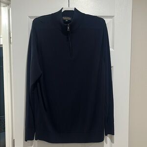 Men's Brooks Brothers Merino Navy Quarter Zip Sweater, XXL, Like New